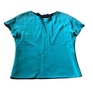 Mark Heister‎ Women's M Blouse 100% Silk Business Casual Office Blue Turquoise